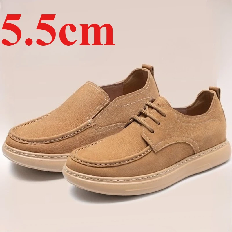 

Height-increasing Loafers Shoes for Men's 5.5cm New Casual Sports Shoes Genuine Leather Autumn Invisible Inner Heightening Shoes