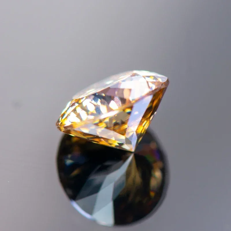 

Top Moissanite Stone 100 Faceted Champagne Primary Color Round Shape Lab Grown Gemstone Charms for Jewel Making with GRA Certif
