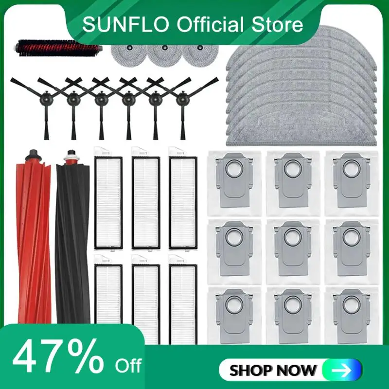 SUNFLO For Roborock S8 Maxv Ultra Robot Vacuum Cleaner Main Side Brushes Mop Cloths HEPA Filters Dust Bags Spare Accessories