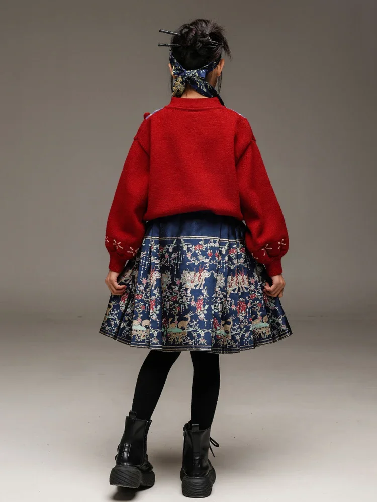 Jongens Rode Hip Hop Kostuum Rode Top Broek Paard Gezicht Rok voor Meisjes Kids Jazz Kleding Street Dance Stage Set