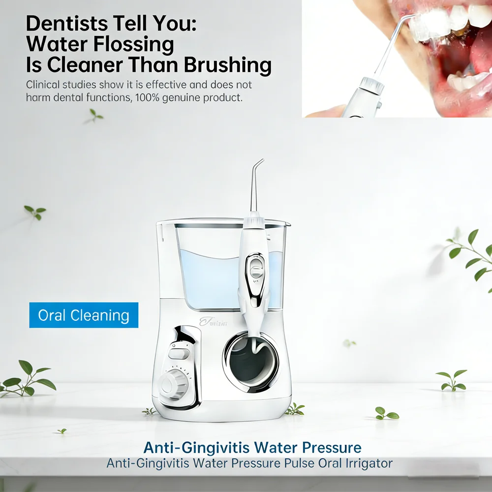 

Electric Family Oral Irrigator Water Flosser 800ML Tank 10 Modes 5 Tips Professional Teeth Cleaning Device