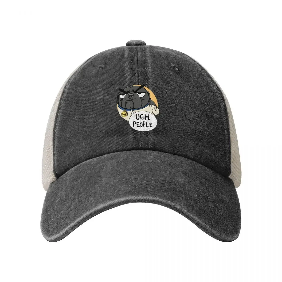 Ugh. People. -Miserable Mister Max the Pug Baseball Cap Luxury Hat Beach Outing Girl Men's