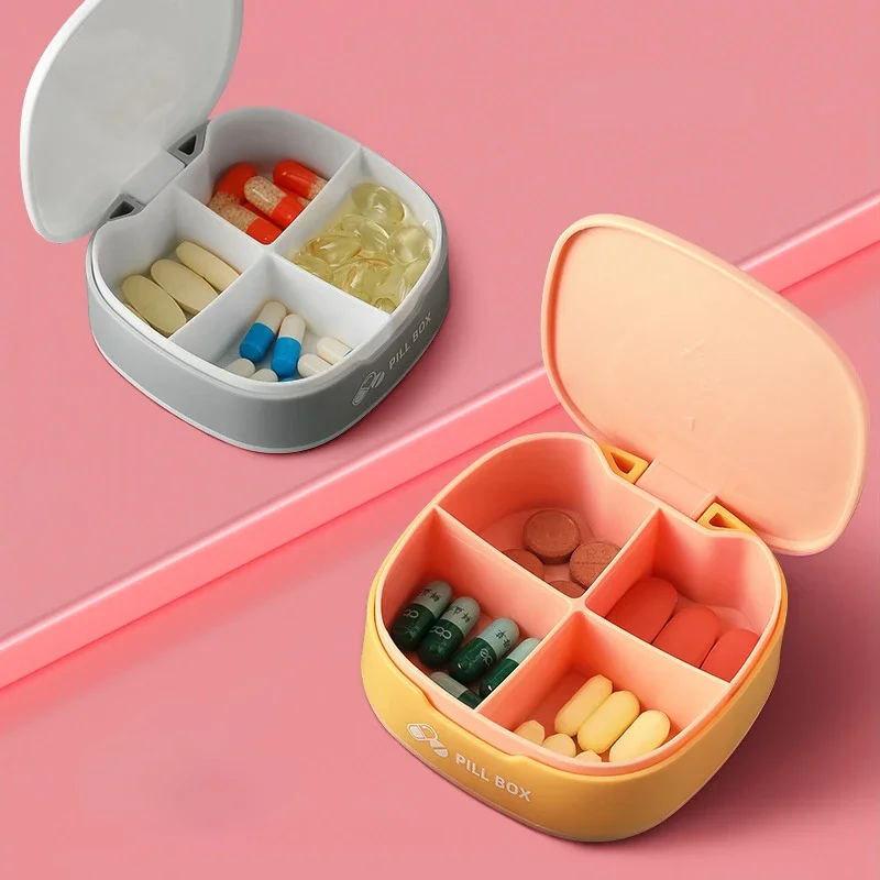 1PC Weekly Pill Box 4 Grids New Mini  Portable Travel Pill Box Vitamin Case Container Organizer Storage Tablet Medicine Holder