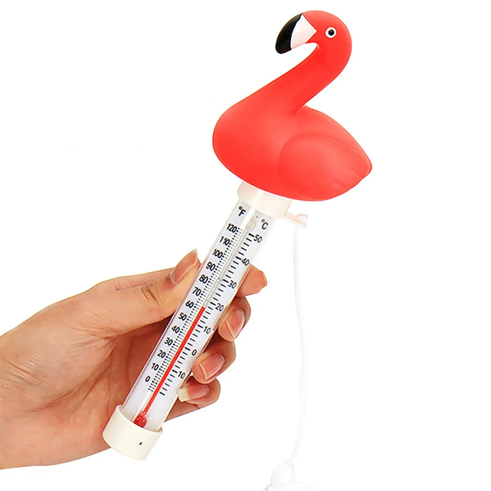 Floating Pool Thermometer Flamingo Gauge SPA Shatter Resistant with String Water Thermometer for Aquariums,Baby Bath,Ice Bath