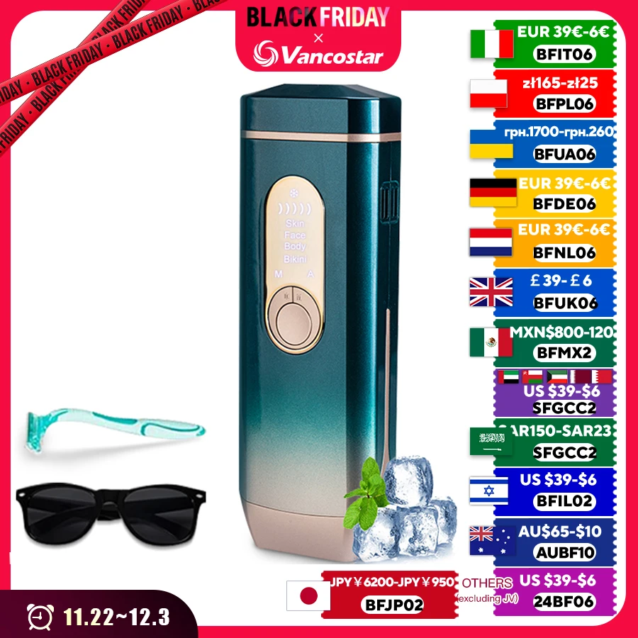 Cooling Laser Hair Removal for Women and Men At-Home Painless Hair Remove for Whole Body Bikini Trimmer IPL Epilator