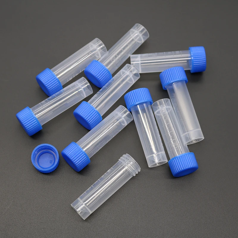 10 Pieces of 5ml Plastic Test Tube Vial Screw Sealing Cap Packaging Container Plastic Test Tube Vial Sealing Cap Laboratory