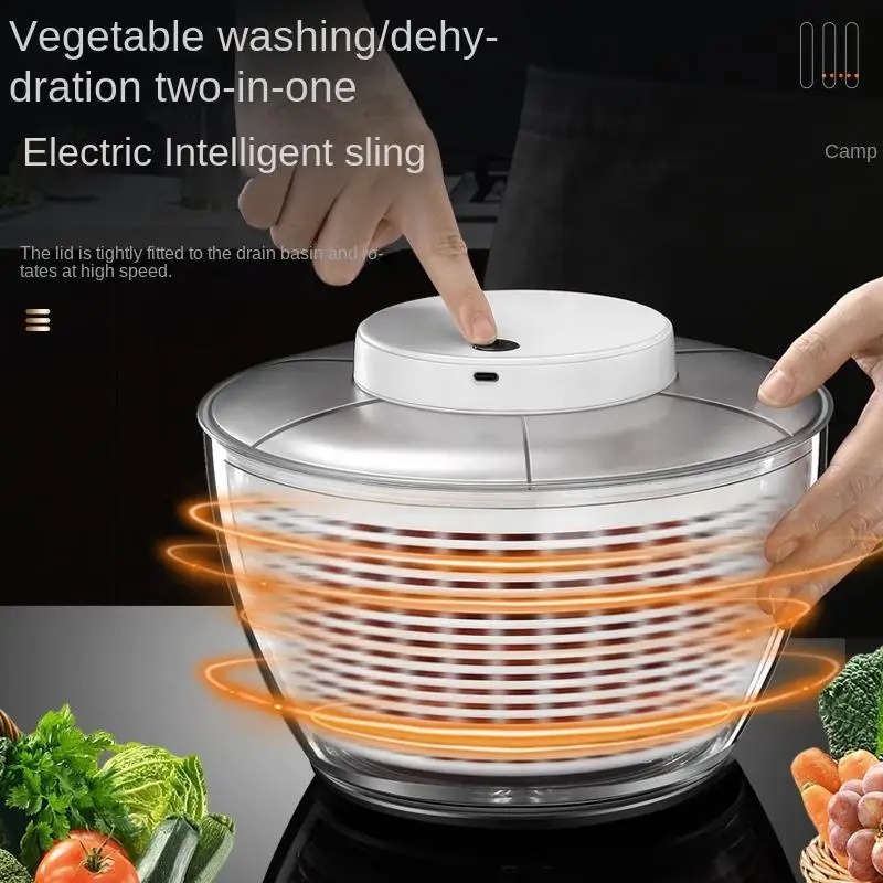 Automatic Electric Salad Spinner Food Strainers Salad Making Tool Multifunctional Vegetable Washer Salad Vegetable Dryer Mixer