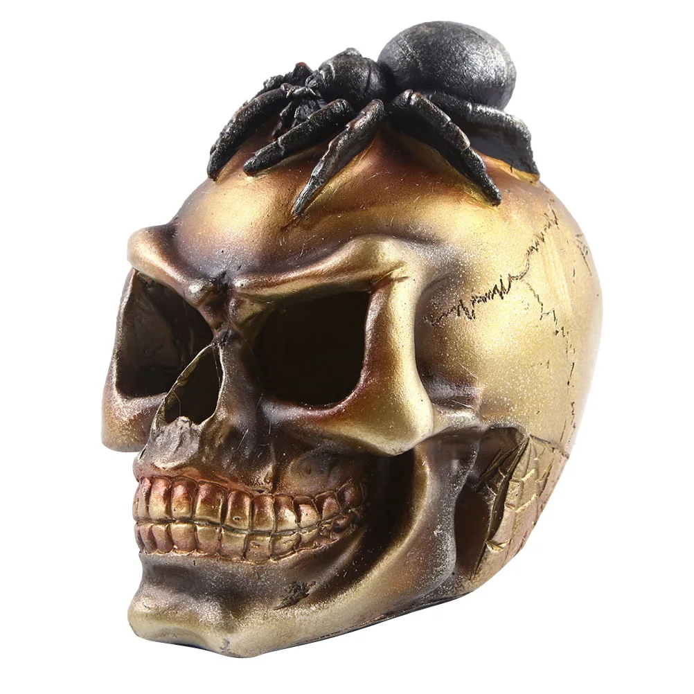 

Resin Skull Head Ornament Creative Cracked Grain Design Horror Tabletop Decor Home Office Special Occasions Gift
