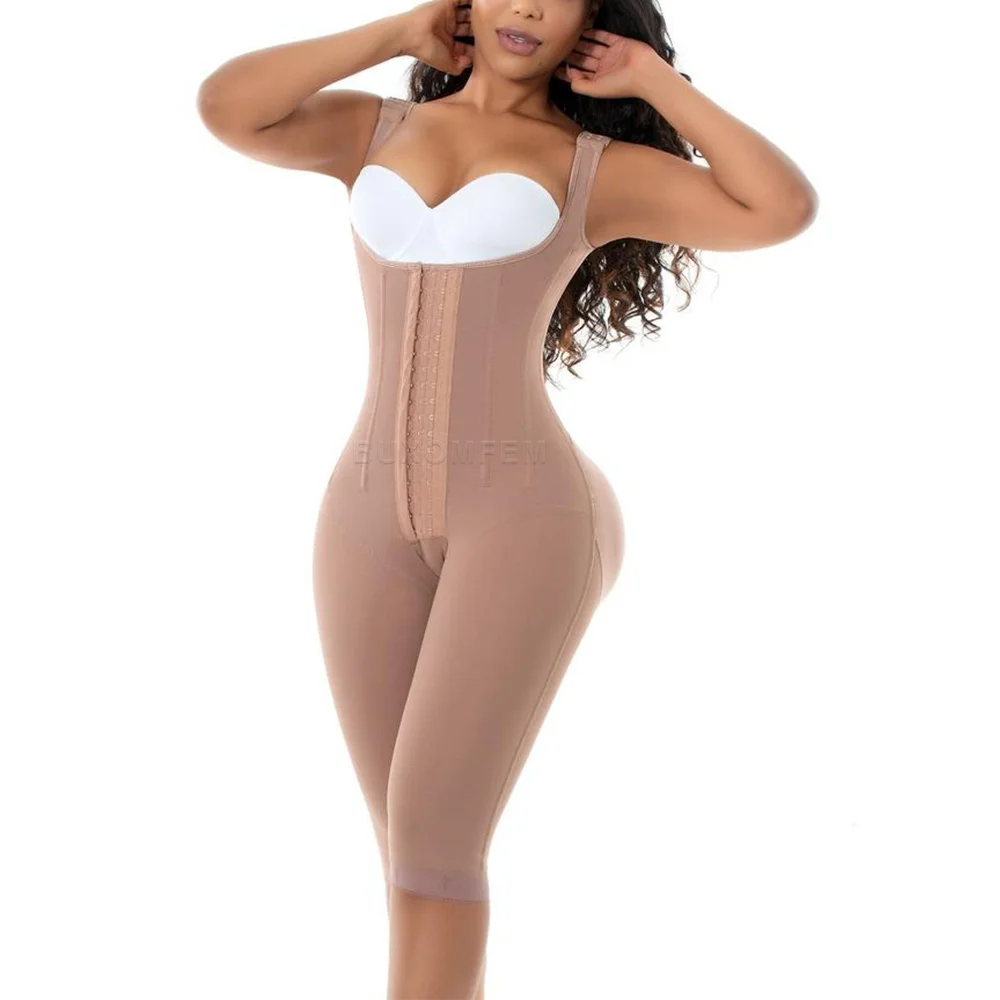 Fajas Colombianas Hourglass Girdle with Long Shaping Rods Front Breasted Elastic Shapewear for Women Women\'s Modeling Bodysuits