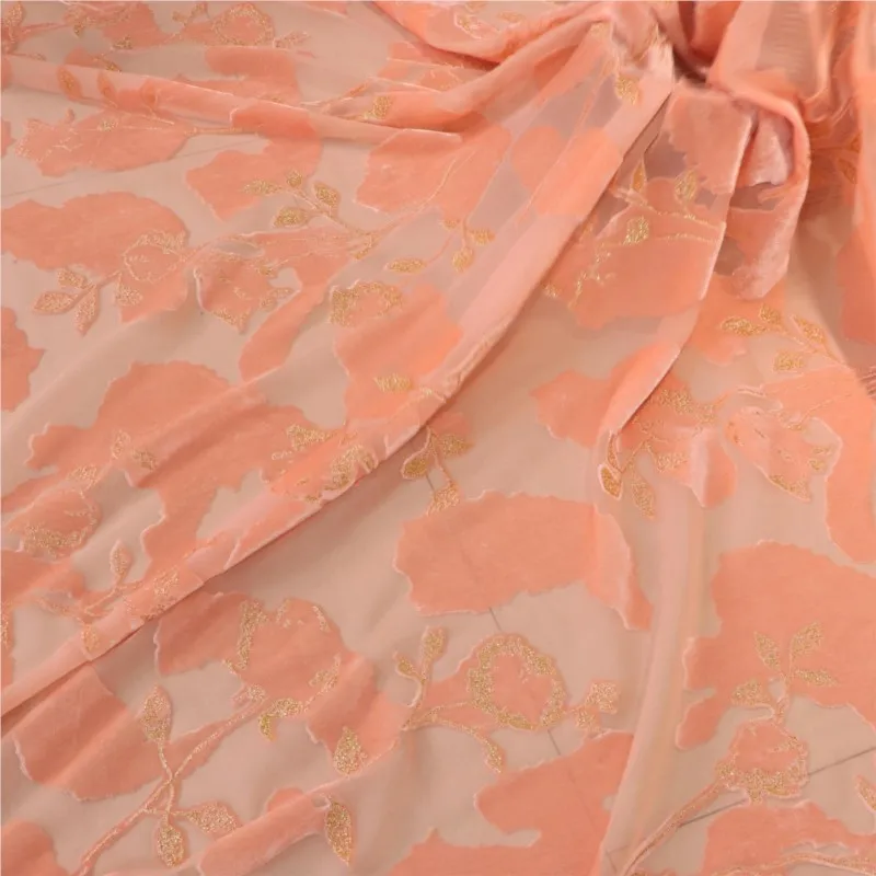 

Woven velvet brocade viscose printed and gold-plated fabric women's sleeping dress cheongsam