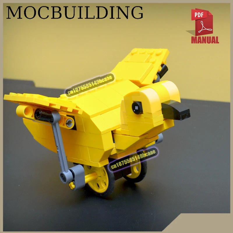 

High-tech Duckling Pull Toy Cute Yellow Duck Model Technology Creative Animal MOC Building Blocks Construction Toys