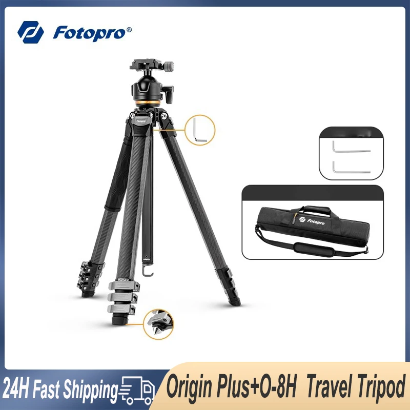 Fotopro Origin Plus O-8H 7H Carbon Fiber Video Tripod Outdoor Professional Travel Tripod Monopod for DSLR Camera Max Load 20KG