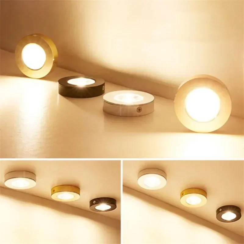 10pieces COB LED puck light 7W 10W 12W ultra thin round LED under cabinet light kitchen lamp Surface mounted LED Downlight