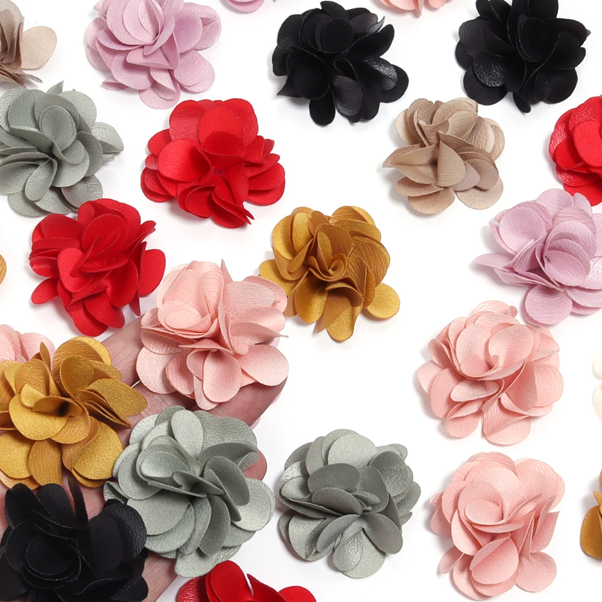 5Pcs 4.5cm Fabric Flowers Handmade Multicolor Camellia Flower for Jewelry Making DIY Headwear Clothing Decoration Accessories