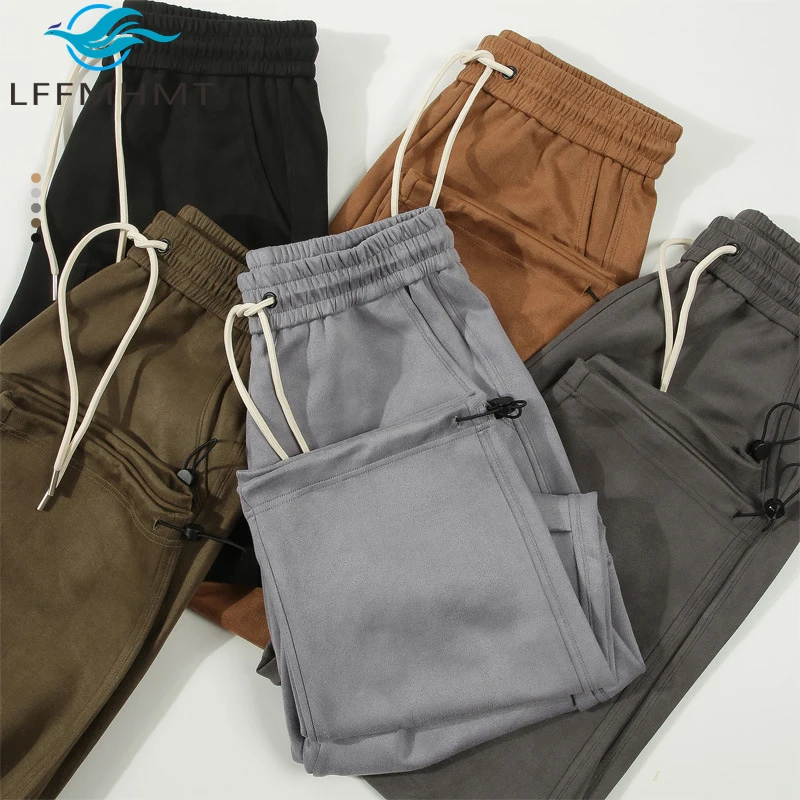 

Chamois Pants 280g/㎡ High Quality Heavyweight Fabric Solid Color Basic Pants For Men Spring Fall Fashion All-match Cargo Trouser