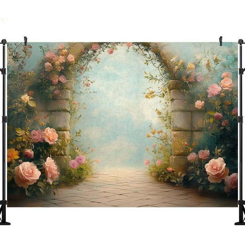 LS Photography Background Dream Floral Arch Wall Room Adult Birthday Wedding Maternity Portrait Decor Backdrop Photo Studio