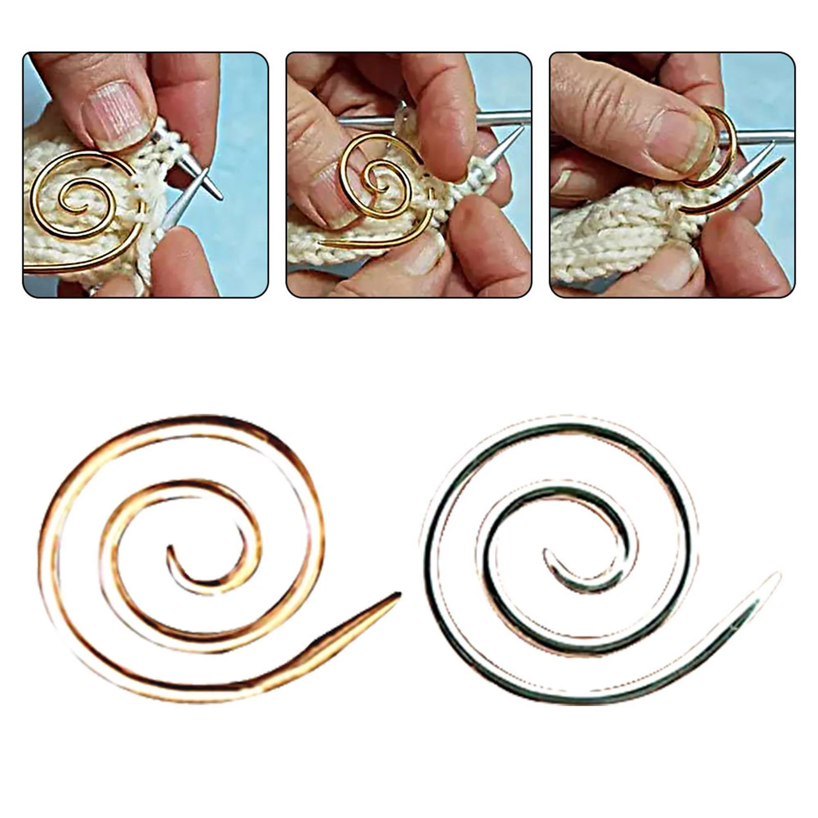 3PCs Alloy Knitting Needles Spiral Shawl Crochet Pin Bent Tapestry Needles For Yarn DIY Sewing Accessories Knitting Tool 4cmx4cm