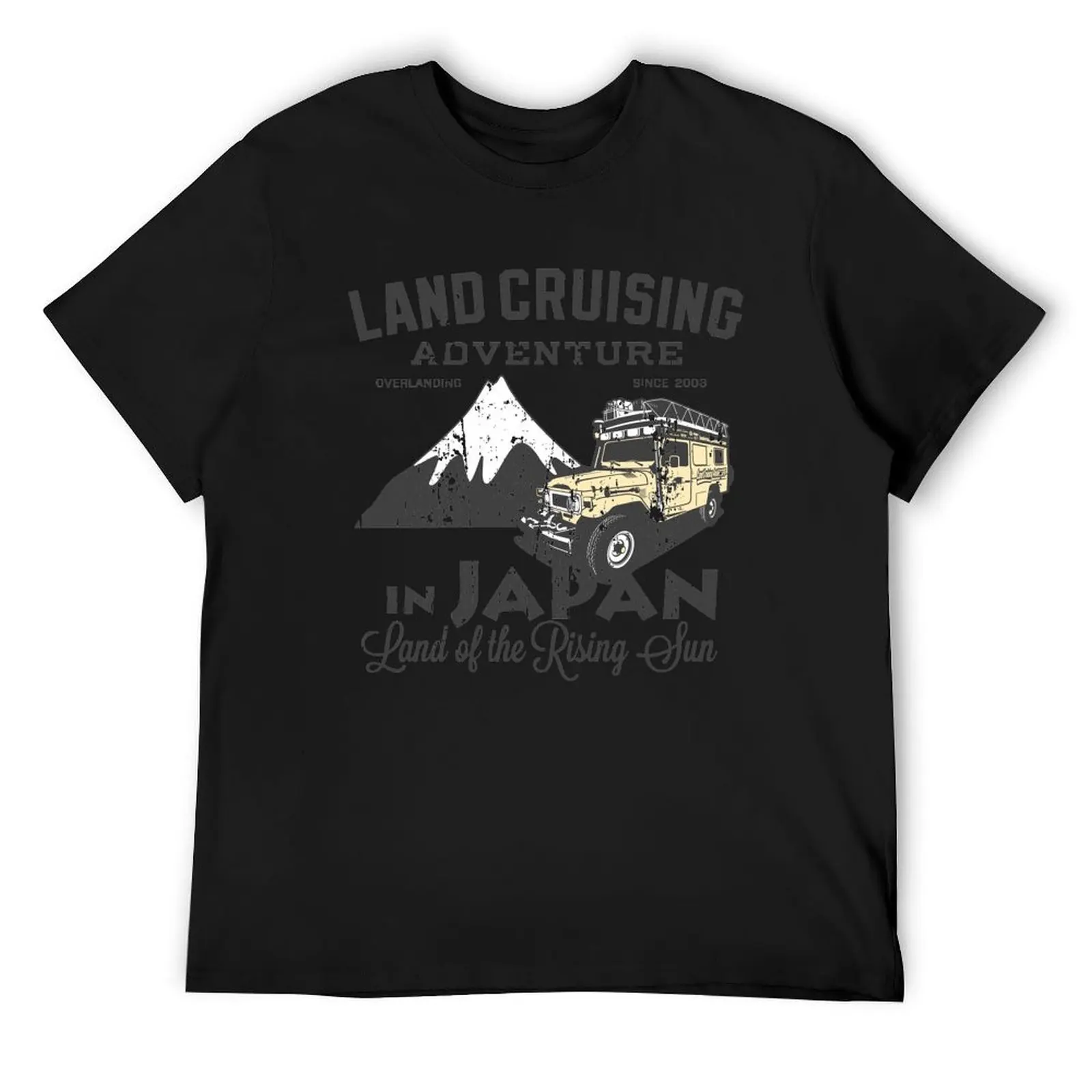 Landcruising Adventure в Японии — футболка с прямым шрифтом, хлопковые футболки с рисунком, эстетичная одежда, простые черные футболки для мужчин