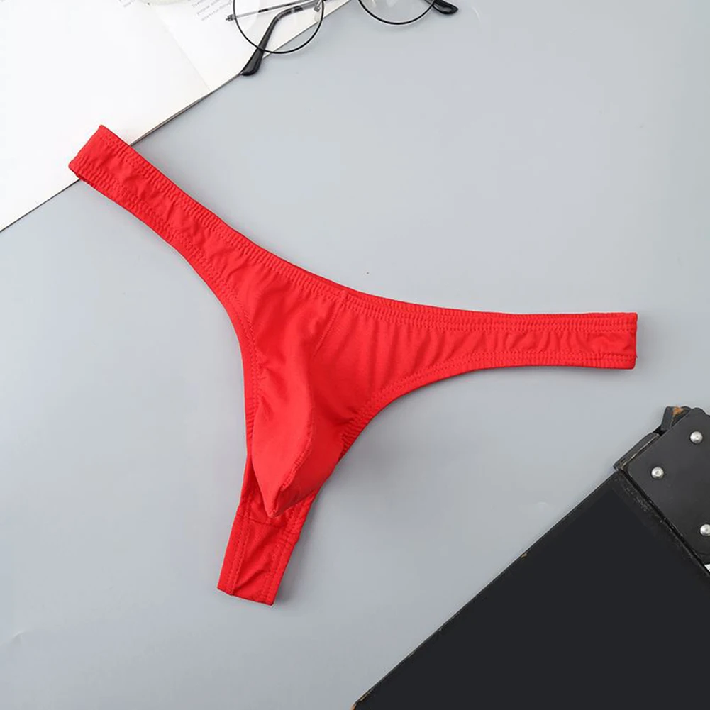 Men Cotton Briefs T-Back Thong Male Underwear Low Rise Panties G-String U Convex Pouch Underpants Breathable Triangle Brief