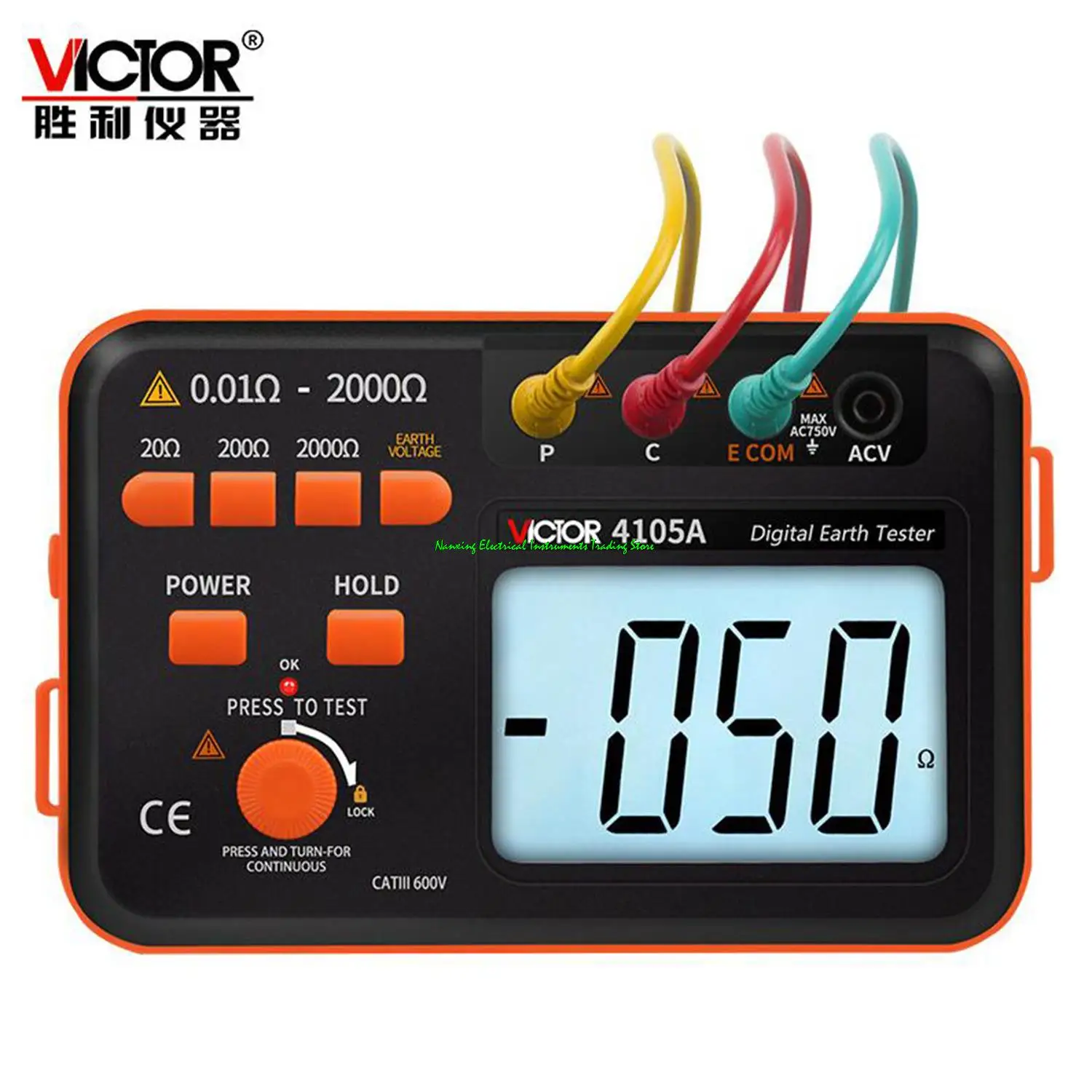 VICTOR VC4105A Digital Earth Resistance Tester ground Megohmmeter Electrostatic Static Detector 2000ohms,AC 200V