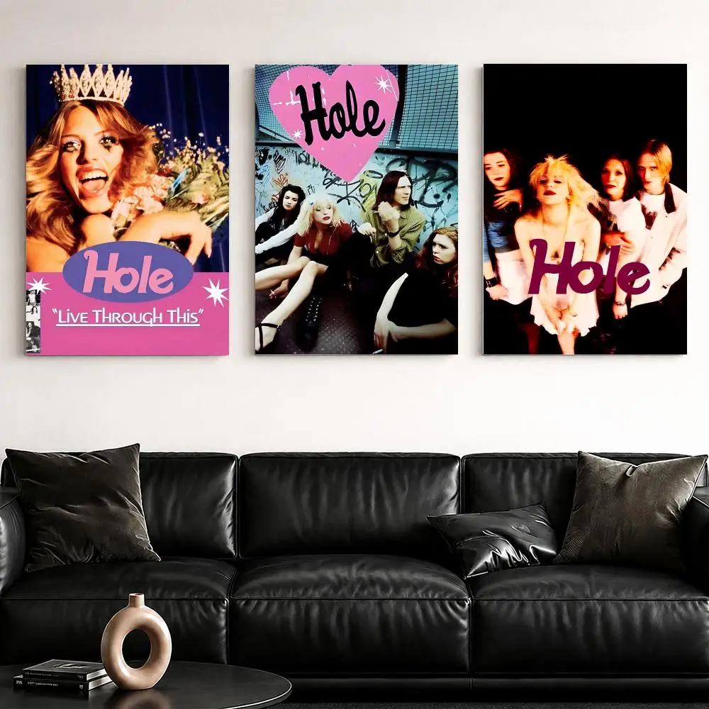 Rock Band Album H-Hole Framed Wall Painting Ready to Hang Canvas Poster for Bedroom Living Room Hallway Home Decor Gift
