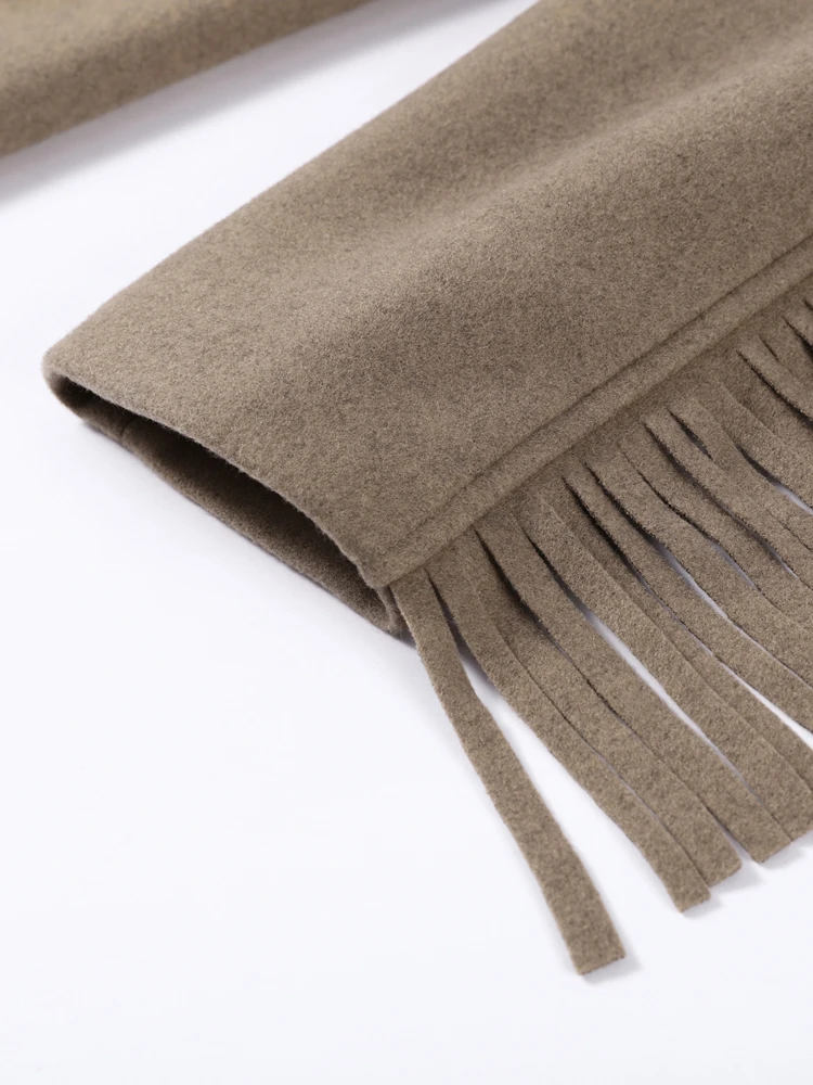 Quasten Woolen Anzug Jacke Frauen Elegante drehen-unten Kragen Langarm Einreiher Tasche Herbst Winter Mäntel Neue Outer – Detail 10