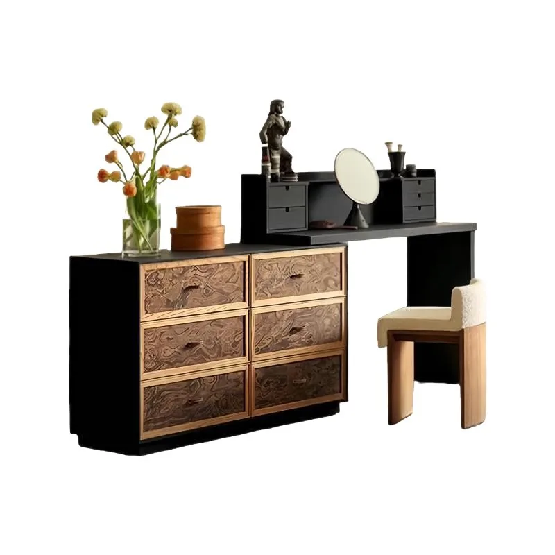 Solid wood chest, entrance cabinet, dresser retractable corner integrated French retro bedside cabinet