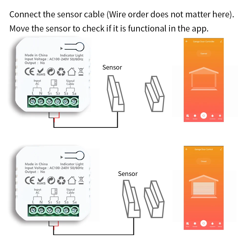 Controlador de apertura de puerta de garaje con WiFi, Monitor de contacto, Control remoto de seguridad, sin Hub, compatible con Alexa Home, Tuya Smart Life