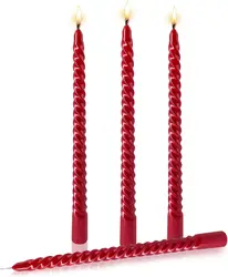 4pc Taper Candles True Dripless Taper Candles10 Inches Red Glossy Metal Style Candle Sticks For Home Tealight Candle Holder Set