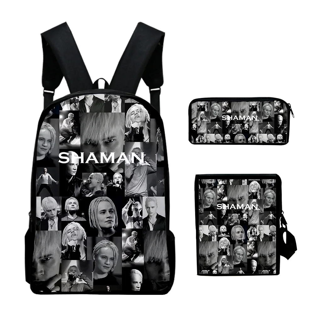 SHAMAN Merch 음악 팬 코스프레 책가방 세트, 필통, 여행 배낭 체육관 배낭 스포츠 배낭 점심 가방