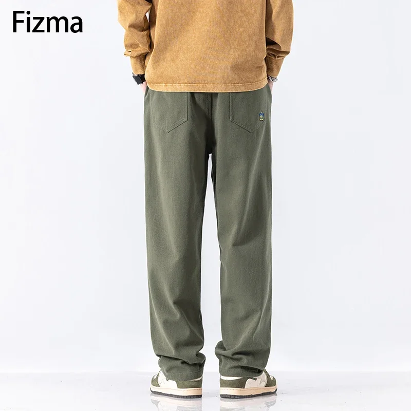 Fizma เสื้อผ้าผู้ชาย 4 สีคลาสสิกฤดูใบไม้ร่วง Casual VINTAGE Cargo กางเกงแฟชั่น Baggy กางเกงชายกางเกงผ้าฝ้ายสําหรับชาย