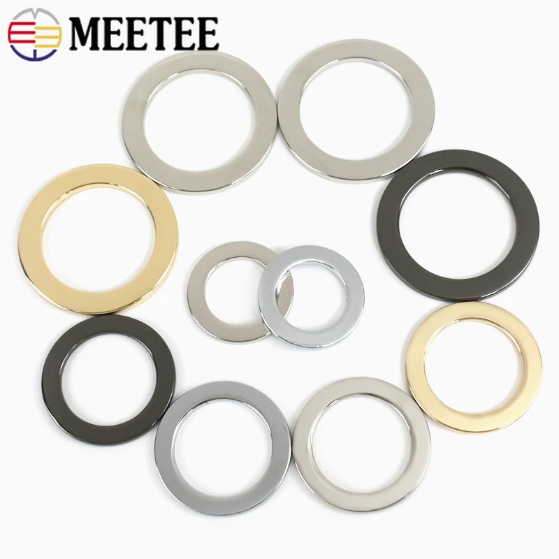 10Pcs 15/19/31mm Flat Metal O Ring Buckles for Bag Strap Webbing Chain Clasp Handbag Belt Hooks Loop DIY Hardware Accessories