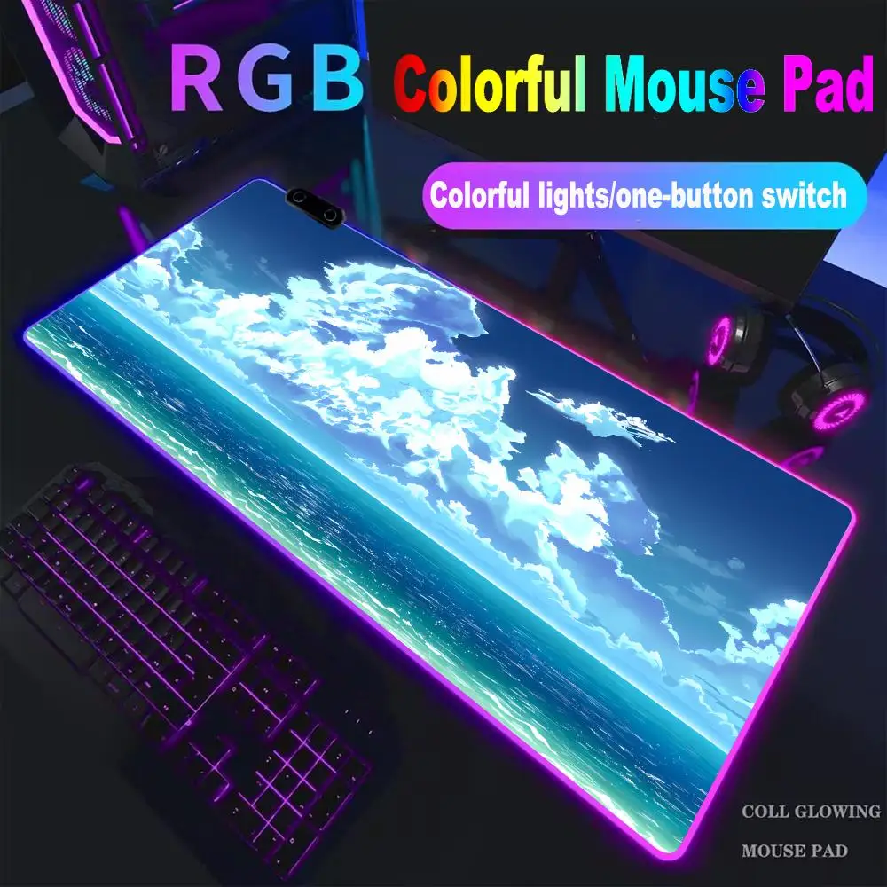 

Sea And Blue Sky Mouse Pad High-end E-sports Mouse Pad Mouse Pad RGB Mouse Pad LED Pc Large Student Writing Pad Gamer Luminous