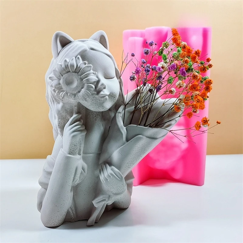 

Sunflower Girl Vase Silicone Mold for DIY Dried Flower Arrangements and Home Decor