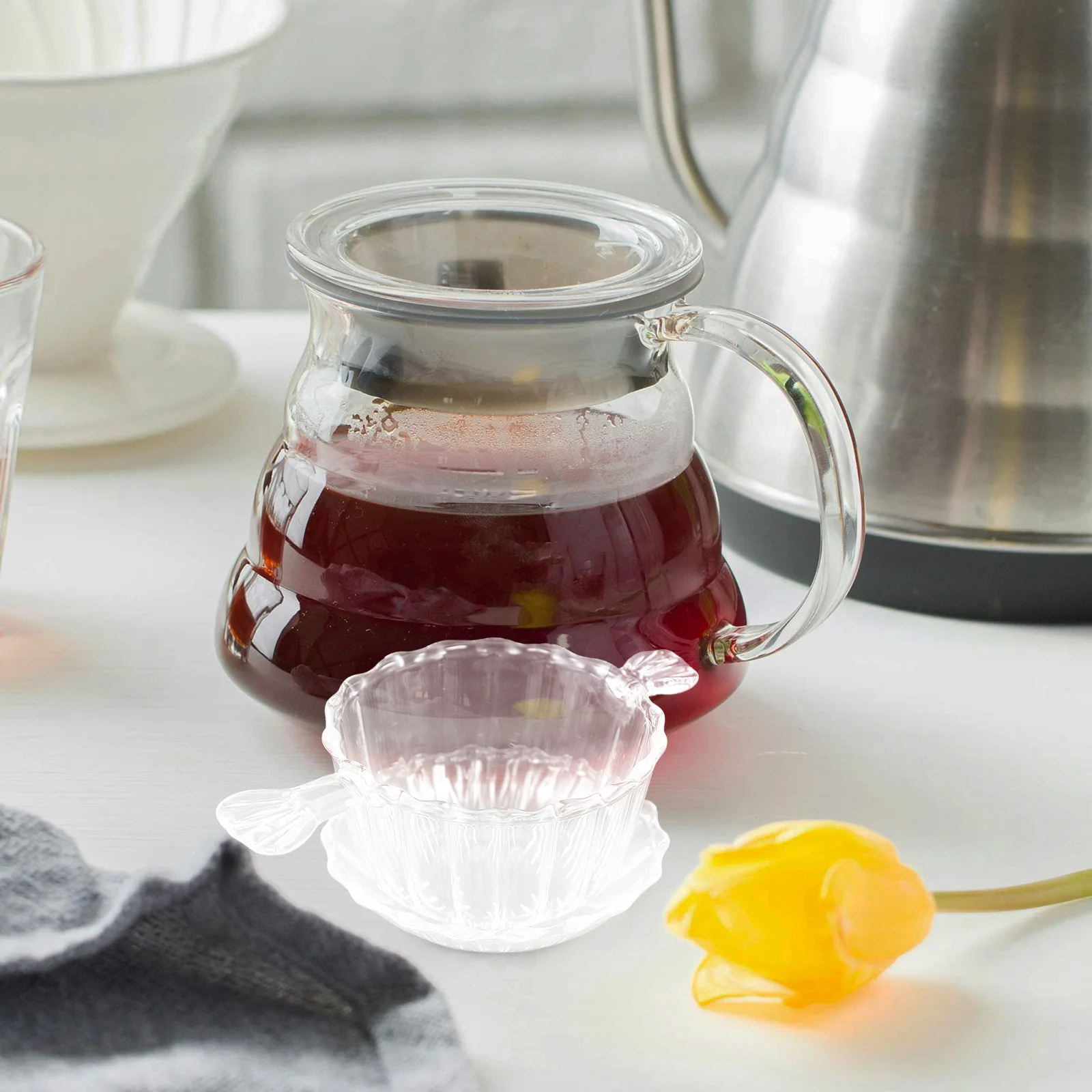 

1Set Elegant Tea Filter Strainer Saucer Set Multi Functional Easy to Use for Different Teas Glass Tea Strainer Saucer Set