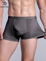 Birdtree 100% Natural Silk Panties Male Sexy Underwear Men Breathable U-Convex Design Elastic Boxers 2023 New U34607C