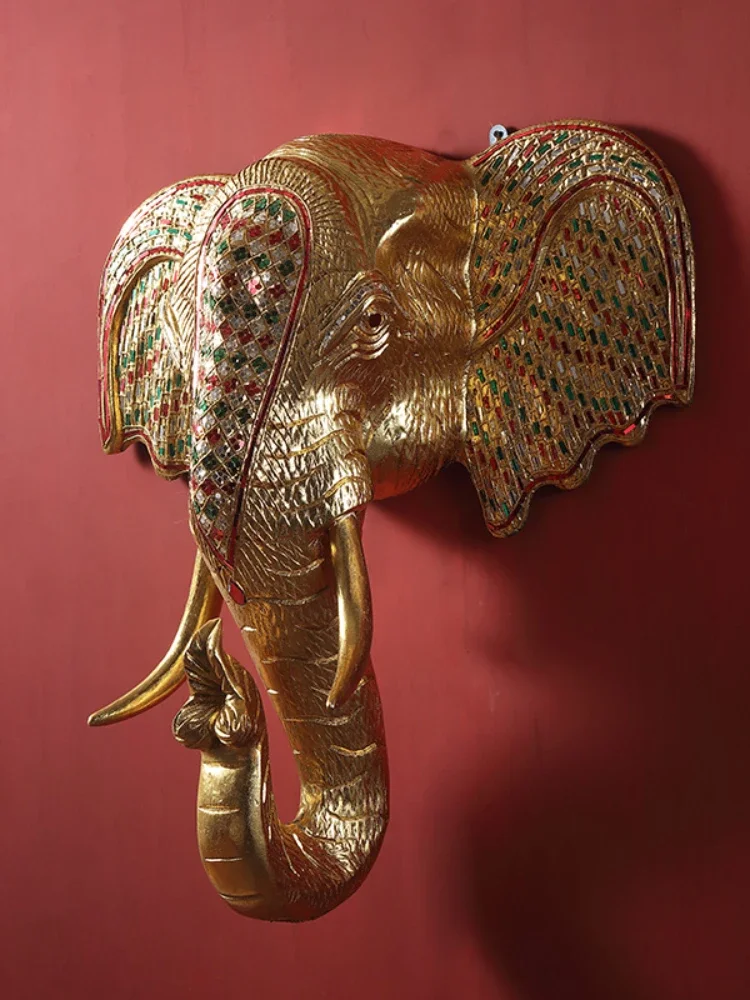 Elephant Head Wood Carving Wall Decoration Soft Decoration Pendant