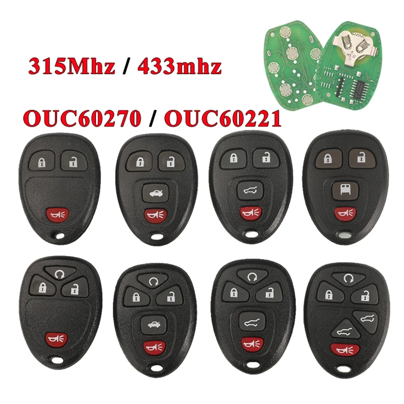 

Jingyuqin 315 МГц OUC60270 5/6 кнопок дистанционного управления бесключевым доступом автомобильный брелок для Buick Chevrolet Cadillac GMC Saturn