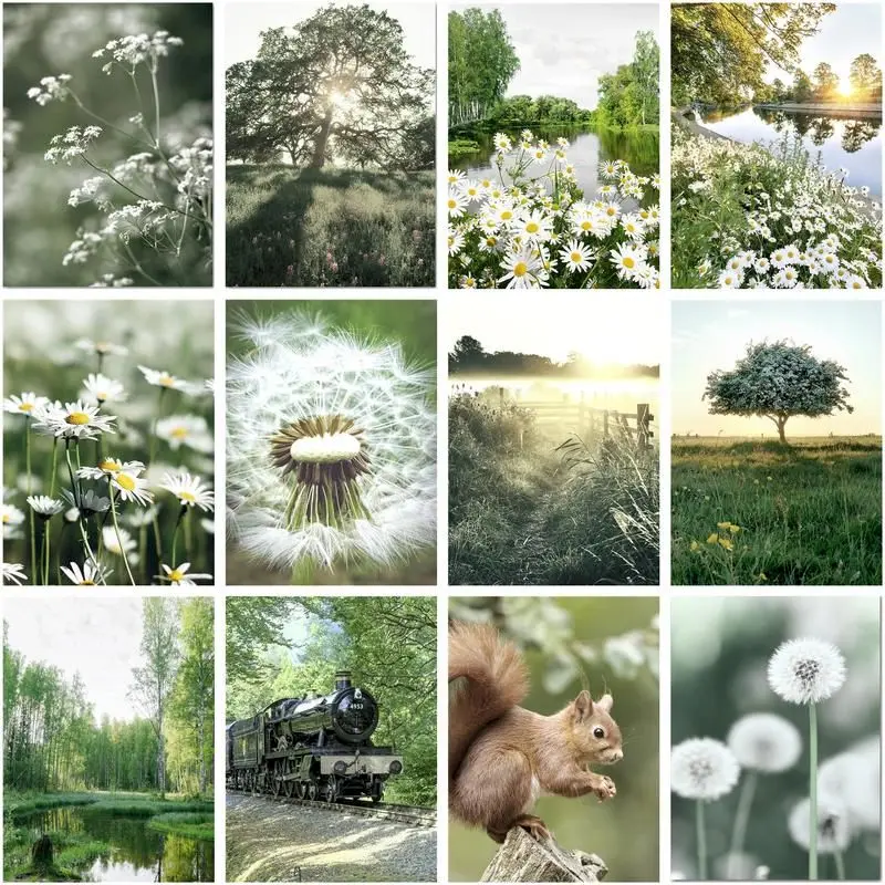 

CHENISTORY 5d Diy Diamond Embroidery Nature Landscape Diamond Painting Full Drill Square/Round Mosaic Flower Friends Gift