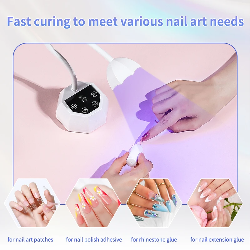 مصباح أظافر لاسلكي LED للأشعة فوق البنفسجية، مجفف أظافر قابل لإعادة الشحن، مستشعر تلقائي، تحكم باللمس، سريع الجفاف، ضوء أظافر 360 درجة °   مصباح طاولة قابل للانحناء