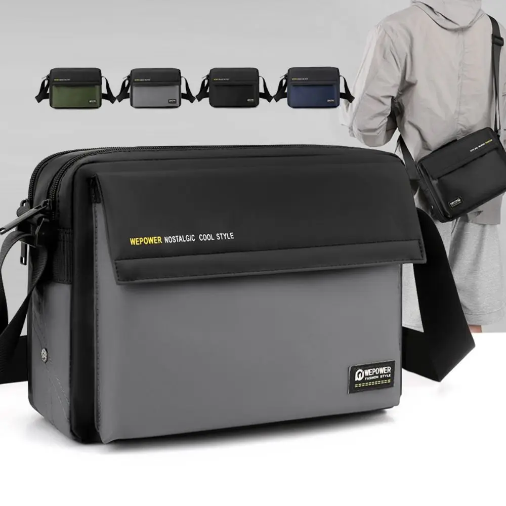 

Single Shoulder Men's Shoulder Bag Large Capacity Multi-Pockets Man Messenger Bag Multi-functional Square Nylon Crossbody Bag