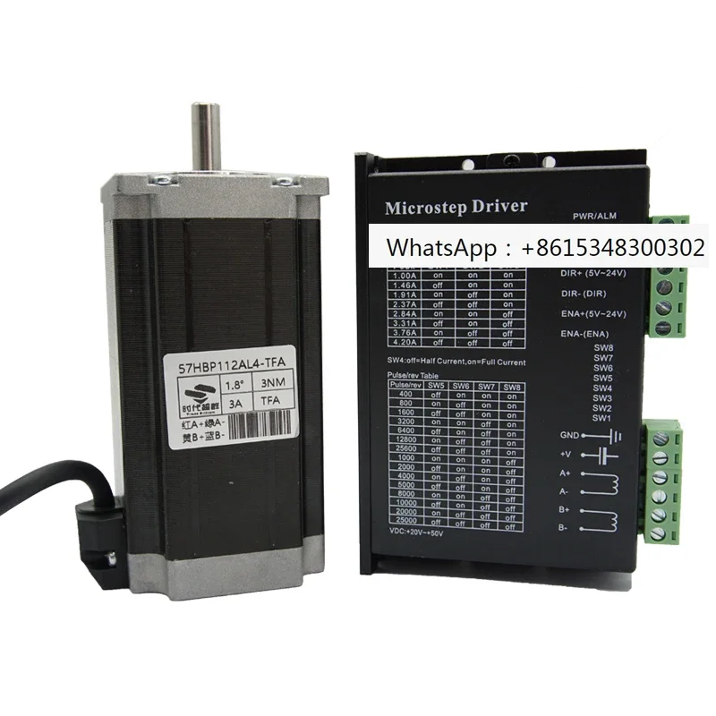 57HBP112AL two-phase four wire hybrid stepper motor. Set with 2.4NM matching DM542 driver