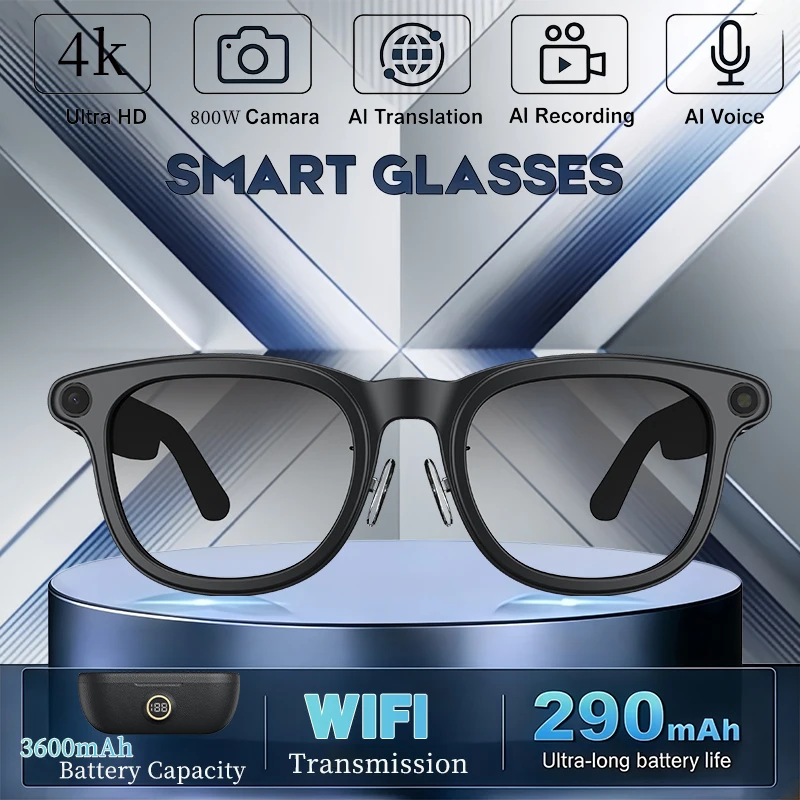 

2026 Ultra AI Smart Glasses 1200P Camera ChatGPT Voice Assistant 32GB Storage Real-time Translation Bluetooth Music Sunglasses
