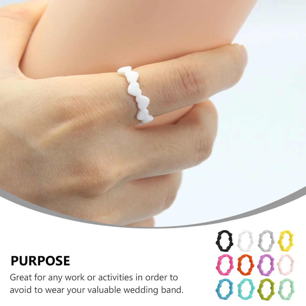 

12 Pcs for Women Silicone Ring The Finger Jewelry Breathable Bands Silica Gel Lovers