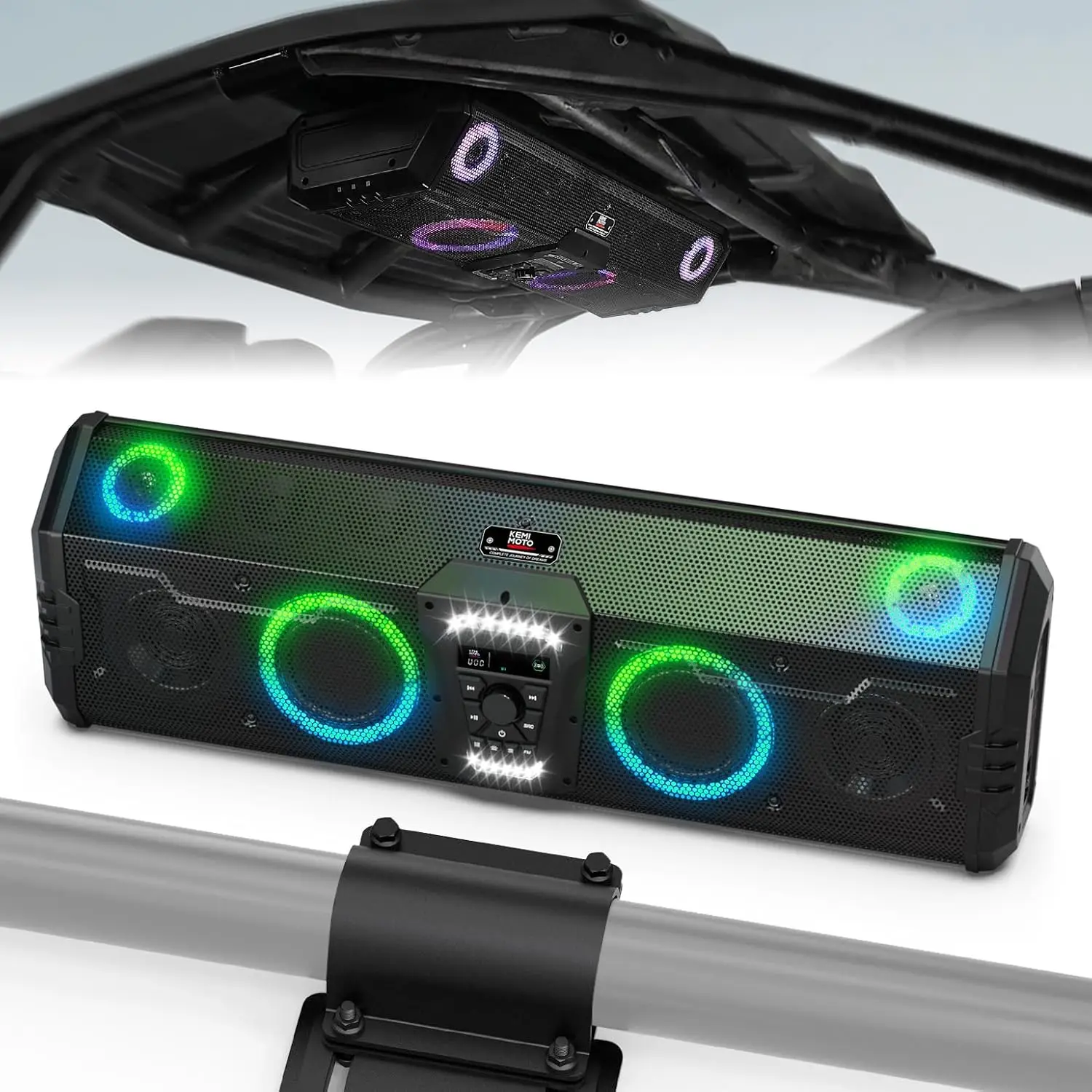 

KEMIMOTO UTV 800w Deep Bass Bluetooth Speaker FM Radio System Compatible with Polaris RZR Ranger for Can-Am Maverick for CFMOTO