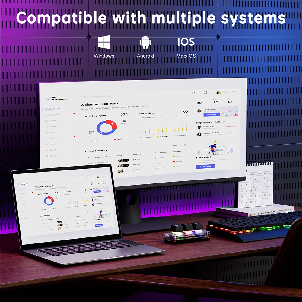 RGB Programming Macro Custom Keyboard 3Key Fully Hot Swappable Mechanical Keyboard USB Type-C Gaming Keyboard for Accounting