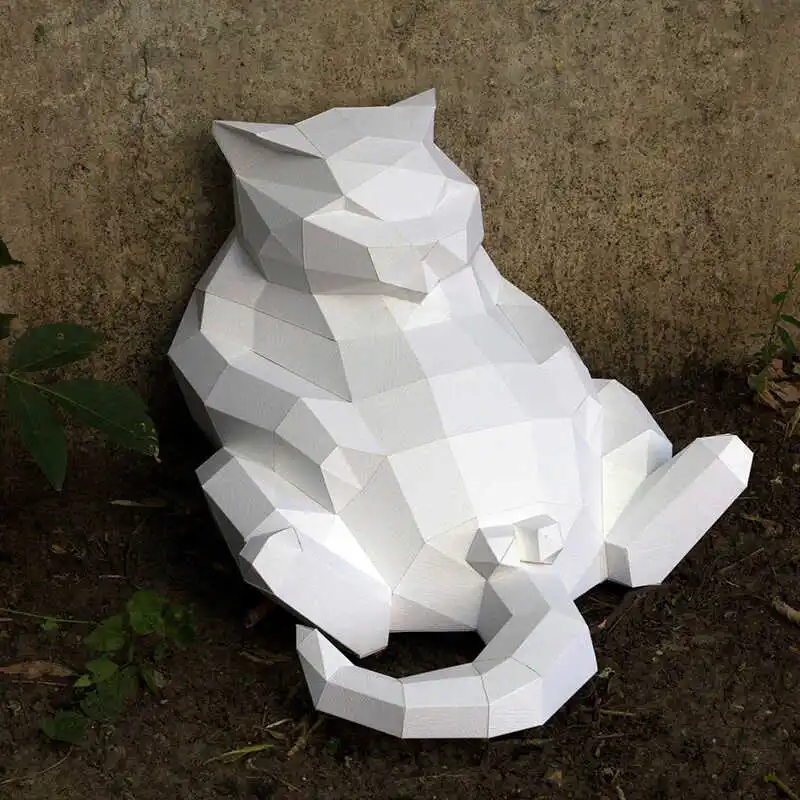 

Desk Decorations 35cm Cat DIY Paper Model Animal Hand Made Art Papercraft Room Ornament 3D Puzzles Educational Creative Gift