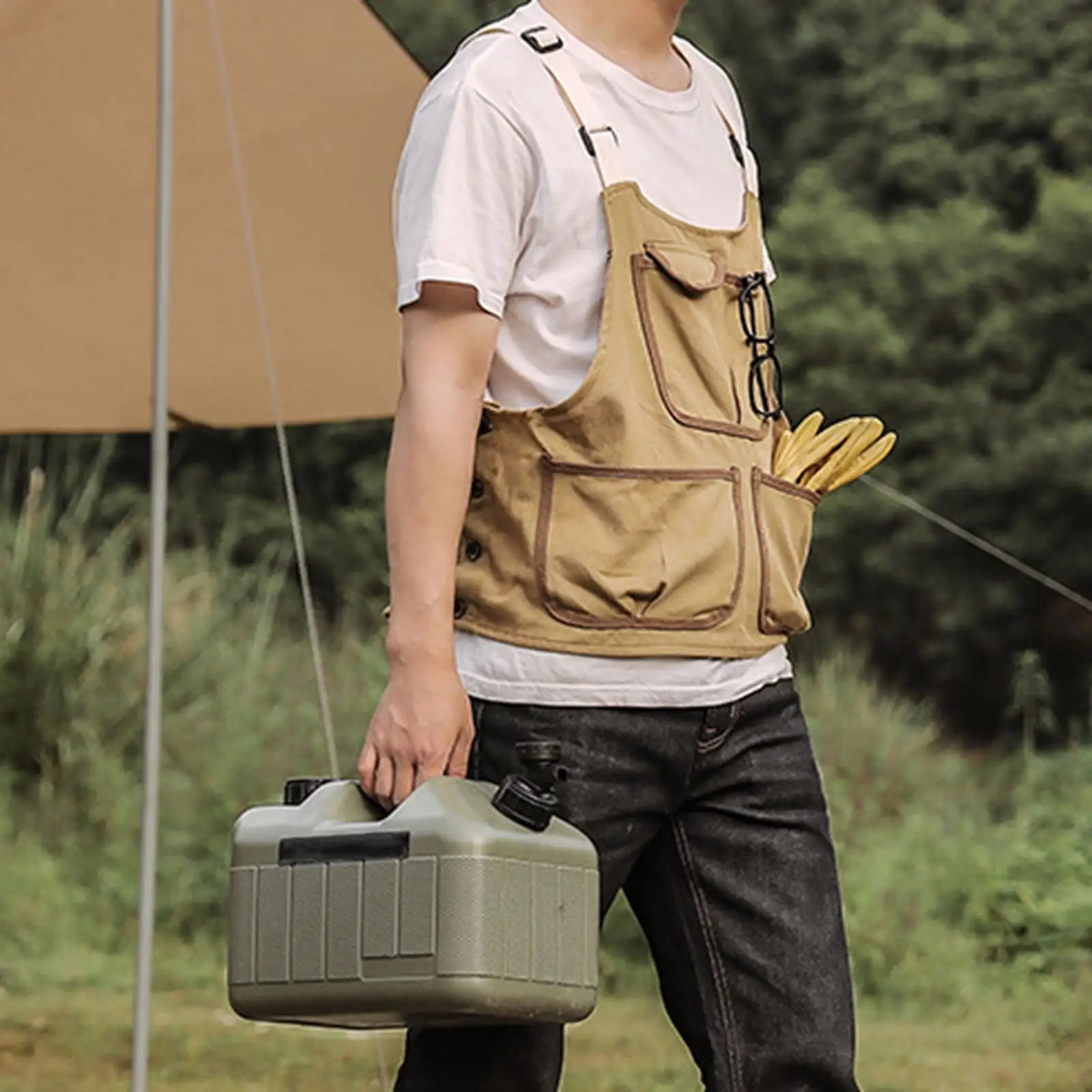 Work Apron Storage Pouch with Tool Welding Orchard Garden Pencils Pinafore for Hiking Hunting Shooting Fishing Camping
