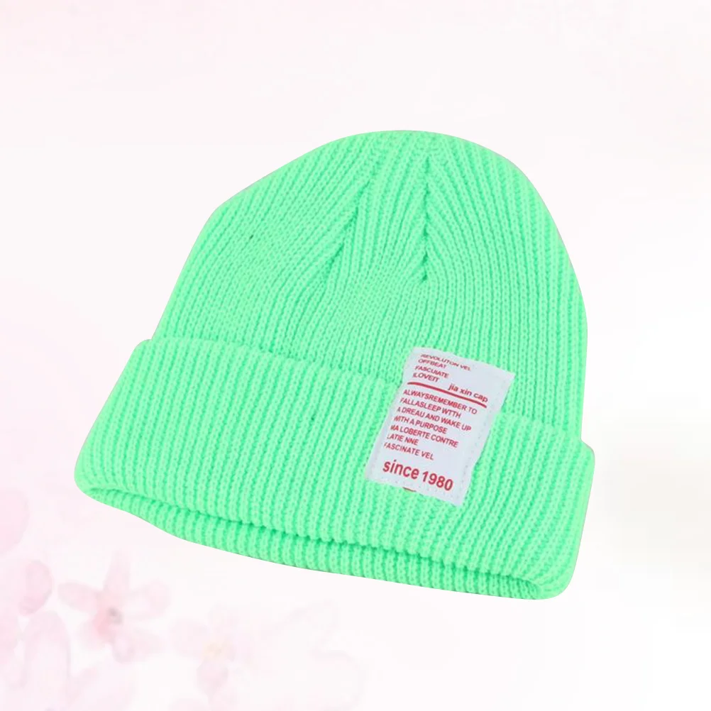 

Baby Knitted Hat Premium Cotton Infant Beanie Soft Stretchy Newborn Photography Gift Fluorescent Green For Kids Wool Cap