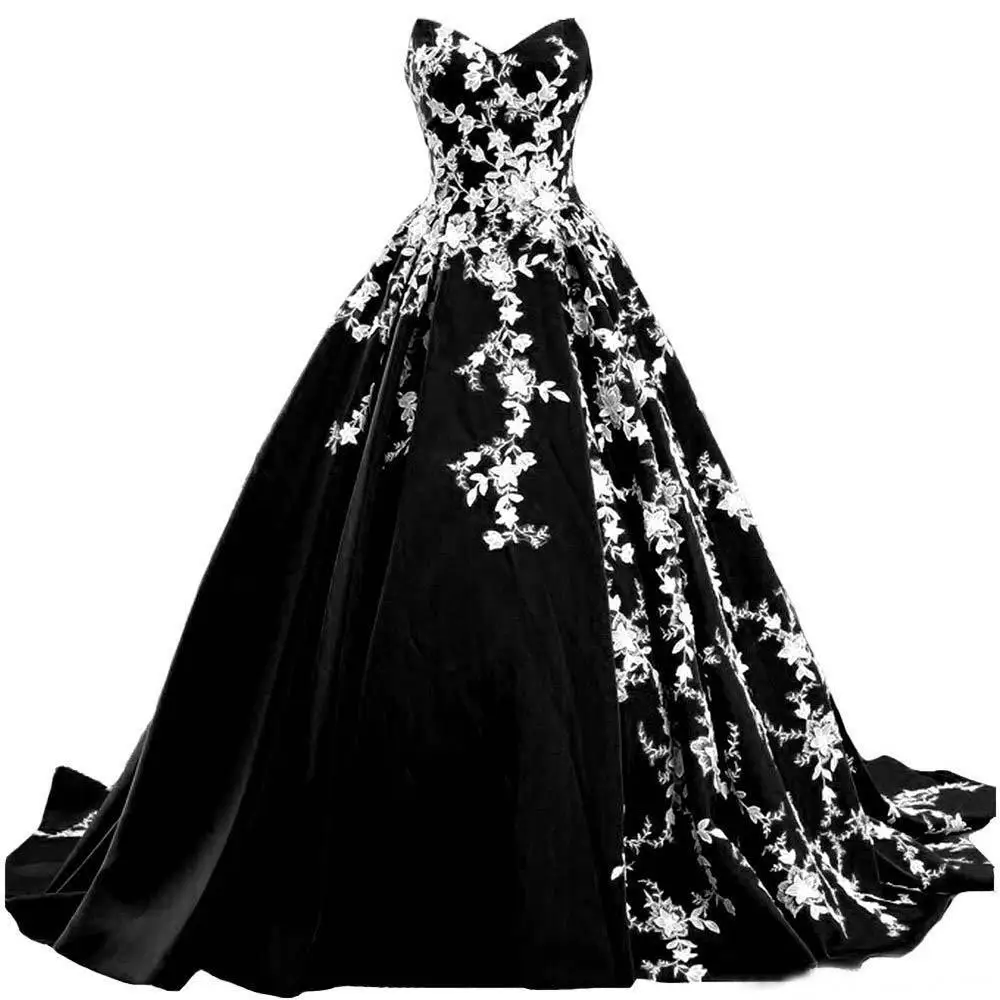 blue dress for baby girl Elaska Wedding Dress – Black Lace & White Tulle Ball Gown main image 0